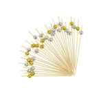 Ξυλάκι cocktail ''χάντρα'' ασημί-χρυσό 100τεμ. 12cm