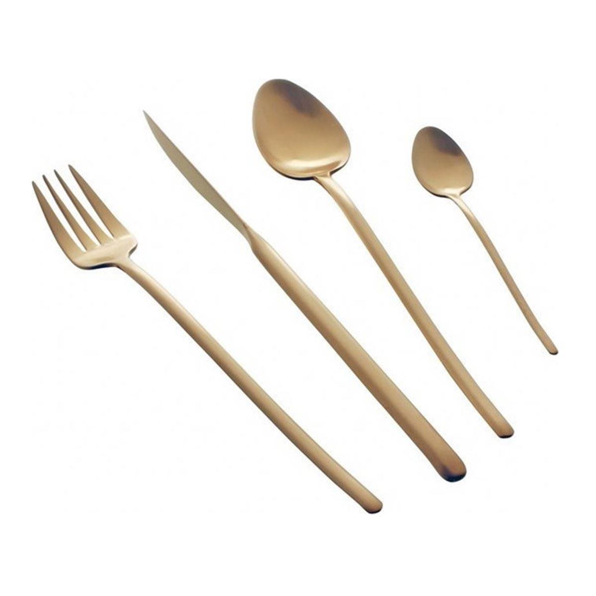 ΜΑΧΑΙΡΟΠΗΡΟΥΝΑ ΣΕΤ 30 ΤΜΧ STICK GOLD MATTE HERDMAR 18/10 - Image 1